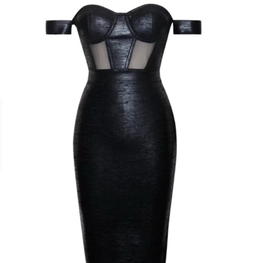 NWT Inamore black metallic bodycon dress